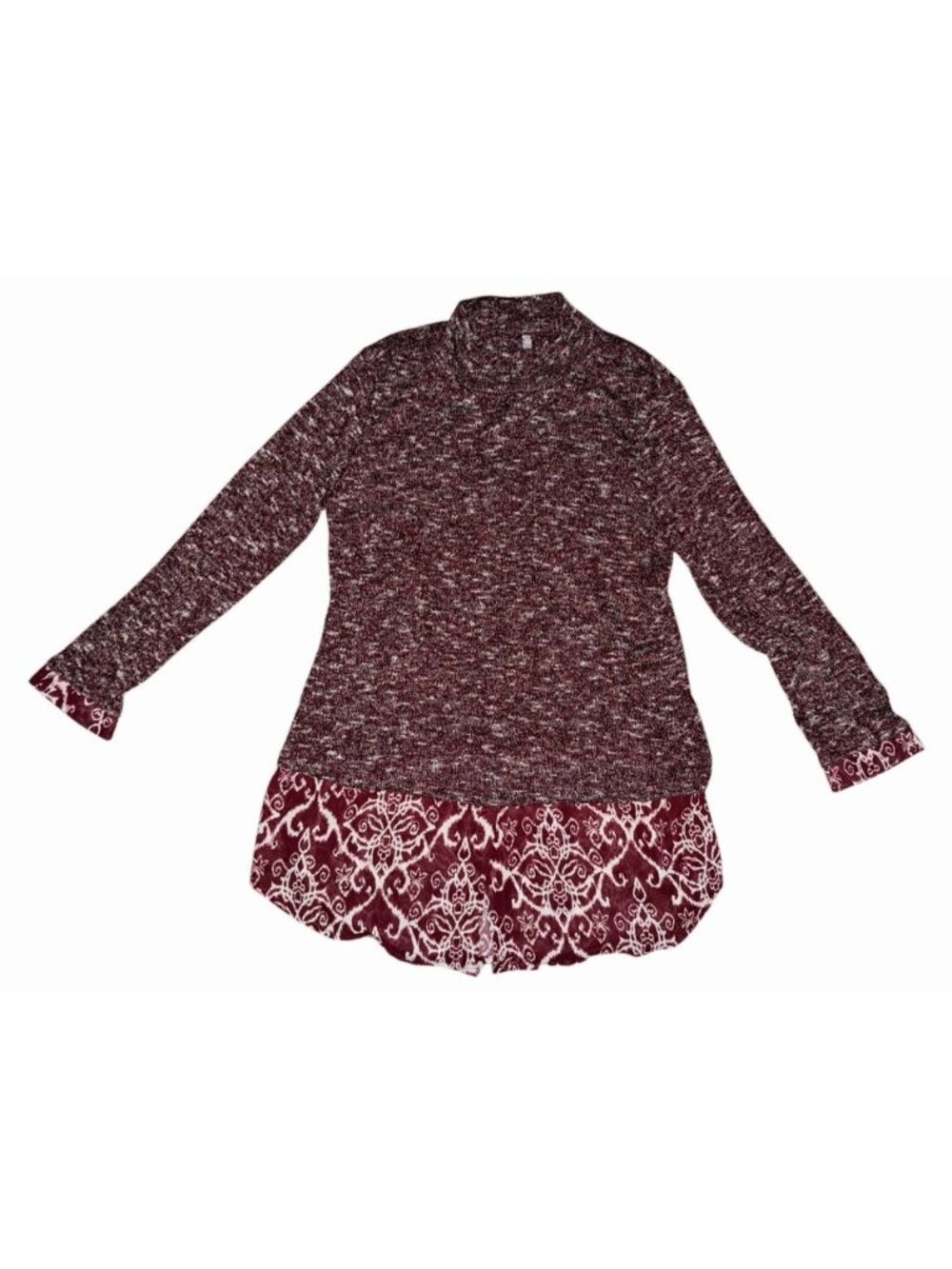 Harmony Women's Sz M Maroon Layered Mockneck Blouse